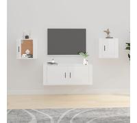 vidaXL Wall Mounted TV Cabinets 2 pcs High Gloss White 40x34.5x40 cm