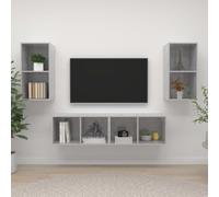 vidaXL 4x Wall Mounted TV Cabinets Concrete Grey Chipboard Indoor Furniture