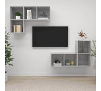 vidaXL 4x Wall Mounted TV Cabinets Concrete Grey Chipboard Indoor Furniture