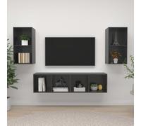 vidaXL Wall-mounted TV Cabinets 4 pcs High Gloss Grey Engineered Wood