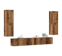 vidaXL Wall Mounted TV cabinets 4 pcs Old Wood Engineered Wood tv stand