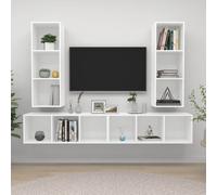 vidaXL Wall-mounted TV Cabinets 4 pcs White Engineered Wood