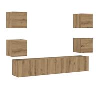 vidaXL Wall Mounted TV cabinets 6 pcs Artisan Oak Engineered Wood tv stand