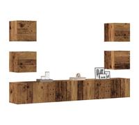 vidaXL Wall Mounted TV cabinets 6 pcs Old Wood Engineered Wood tv stand