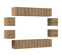 vidaXL Wall Mounted TV cabinets 8 pcs Artisan Oak Engineered Wood tv stand