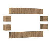 vidaXL Wall Mounted TV cabinets 8 pcs Artisan Oak Engineered Wood - Brown, Brown