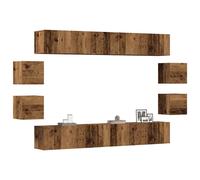 vidaXL Wall Mounted TV cabinets 8 pcs Old Wood Engineered Wood - Brown, Brown