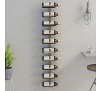 Vidaxl Wall-Mounted Wine Rack For 10 Bottles Gold Metal