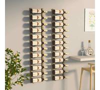 vidaXL Wall Mounted Wine Rack for 12 Bottles 2 pcs Gold Iron UK
