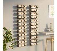 Vidaxl Wall Mounted Wine Rack For 12 Bottles 2 Pcs Gold Iron Wine Racks