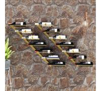 Vidaxl Wall-Mounted Wine Rack For 7 Bottles 2 Pcs Gold Metal