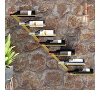 Vidaxl Wall-mounted Wine Rack For 7 Bottles Gold Metal, Gold