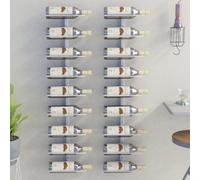 Vidaxl Wall-Mounted Wine Rack For 9 Bottles 2 Pcs White Iron Wine Racks