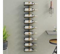 Vidaxl Wall-Mounted Wine Rack For 9 Bottles Gold Iron