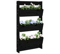 vidaXL Wall Planter 3-Tier 60x18.5x110 cm Black Solid Wood Pine