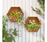 (46 x 10 x 40 cm) vidaXL Wall Planters Decor Hanging Flower Plant Pot 2 pcs Rusty Corten Steel