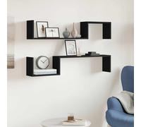 vidaXL Wall Shelf 2 pcs Black 100x15x20 cm Engineered Wood