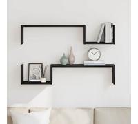vidaXL Wall Shelf 2 pcs Black Oak 100 x 15 x 20 cm Engineered Wood, Stylish Living Room, Modern Rectangular Wall Shelf, Ample Storage Solution, Floating Unit, Functional Home Decor