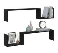 vidaXL Wall Shelf 2 pcs Black Oak 100 x 15 x 20 cm Engineered Wood, Stylish Living Room, Modern Rectangular Wall Shelf, Ample Storage Solution, Floating Unit, Functional Home Decor