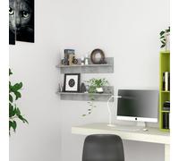 vidaXL Wall Shelf 2 pcs Concrete Grey 80x11.5x18 cm Engineered Wood