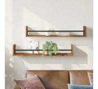 vidaXL Wall Shelf 2 pcs Old wood 80 x 16 x 14 cm Engineered Wood
