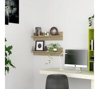 vidaXL Wall Shelf 2 pcs Sonoma Oak 80x11.5x18 cm Engineered Wood, Brown