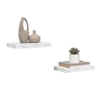 vidaXL Wall Shelf 2 pcs White Marble 40 x 23.5 x 4 cm Engineered Wood, Modern Wall Shelf, Rectangular, Durable Home Furniture, Storage Solution for Living Room, Bedroom, Kitchen, Bathroom
