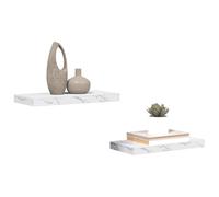 vidaXL Wall Shelf 2 pcs White Marble 50 x 23.5 x 4 cm Engineered Wood, Modern Wall Shelf, Rectangular, Durable Home Furniture, Storage Solution for Living Room, Bedroom, Kitchen, Bathroom
