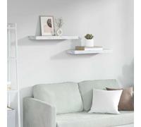 vidaXL Wall Shelf 2 pcs White Marble 60 x 23.5 x 4 cm Engineered Wood, Stylish Living Room, Rectangular Wall Shelf, Modern Design for Home Organization, Durable Indoor Decor, Space Saver Storage