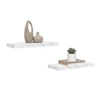 vidaXL Wall Shelf 2 pcs White Marble 60 x 23.5 x 4 cm Engineered Wood, Stylish Living Room, Rectangular Wall Shelf, Modern Design for Home Organization, Durable Indoor Decor, Space Saver Storage