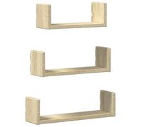 Wall Display Shelf Floating Rack Hanging Shelf Engineered Wood 3 pcs vidaXL