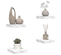 Wall-Mounted Shelf White Marble Engineered Wood 23x23.5x4cm for Bathroom Living