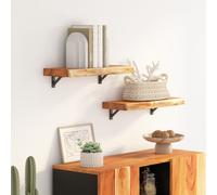 vidaXL Wall Shelf Floating Shelf Rack Rectangular Solid Wood Acacia Live Edge