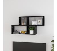 vidaXL Wall Shelf Black Engineered Wood Wall-Mounted Hanging Floating Shelf