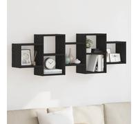 vidaXL Wall Shelf Black Oak 129x18x42 cm Engineered Wood