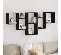 vidaXL Wall Shelf Black Oak 159x18x66 cm Engineered Wood floating shelf