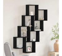 Wall Shelf Black Oak 90x15x119cm Engineered Wood 8-Shelf Modern Storage For Home