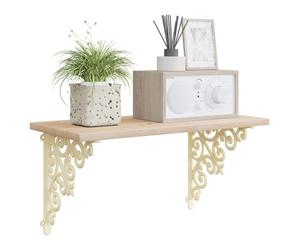 vidaXL Wall Shelf Brackets 2 pcs Antique White 24 x 24 x 3.5 cm Steel
