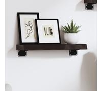 Vidaxl Wall Shelf Dark Grey 40X10X4 Cm Treated Solid Wood Oak, Brown