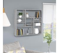 vidaXL Wall Shelf Grey Sonoma Engineered Wood 90x16x78 cm Wall-mounted