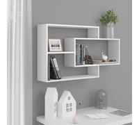 vidaXL Wall Shelf High Gloss White Engineered Wood Floating Display Cabinet