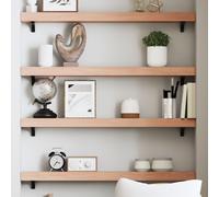 vidaXL Wall Shelf Light Brown 100x10x6 cm Treated Solid Wood Oak