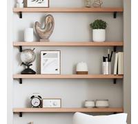 vidaXL Wall Shelf Light Brown 80x10x4 cm Treated Solid Wood Oak