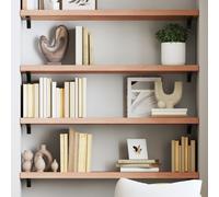 vidaXL Wall Shelf Light Brown 80x30x(2-4) cm Treated Solid Wood Oak