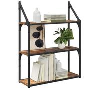 vidaXL 60cm 3 Shelf Old Wood Wall Shelf
