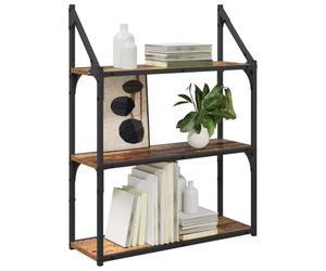 vidaXL Wall Shelf Old Wood 60 x 21 x 78.5 cm Engineered Wood, Modern Rectangular Wall Shelf, Durable Display Rack, Floating Shelves, Stylish Storage, Minimalist Home Organization Ideas