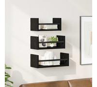 vidaXL Wall Shelf Set 3 pcs Black Oak 40 x 16 x 14 cm Engineered Wood