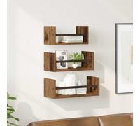 Wall Shelf Set 3 Piece with Bars Floating Shelf Rack Engineered wood vidaXL