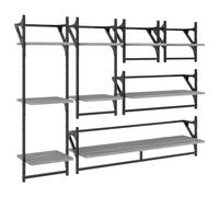 vidaXL Wall Shelf Set 6 Piece with Bars Rack Grey Sonoma Engineered Wood - Floating Shelves for Living Room, Bedroom, Hallway