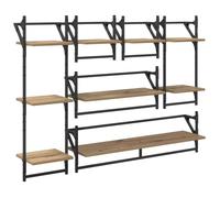 vidaXL Wall Shelf Set with Shelf 6 pcs Artisan Oak 100 x 25 x 30 cm, Stylish Wall Shelf, Rectangular Design, Modern Storage Solution, Durable Living Room Decor, Ingenious Space Saving Furniture